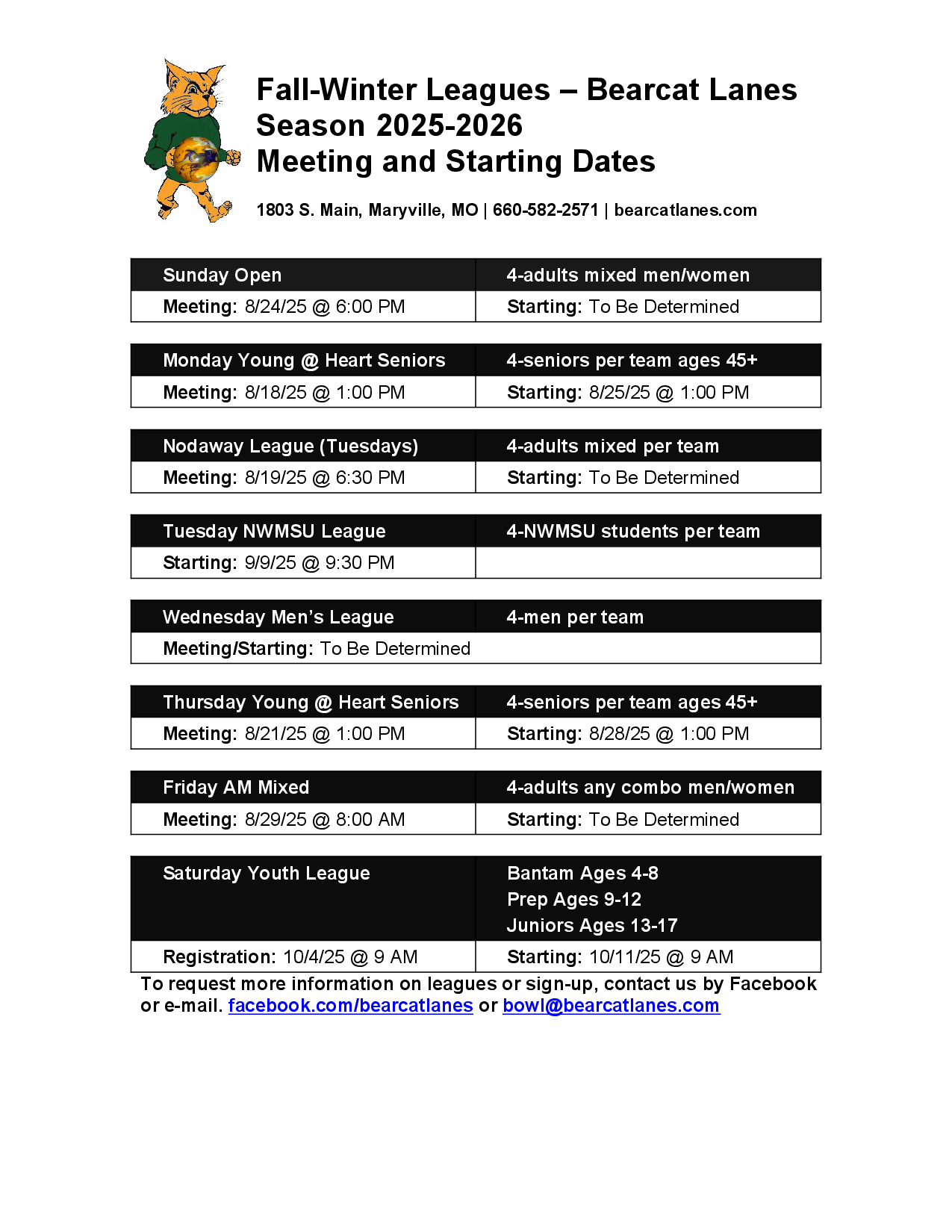 League Meetings and Starting Dates