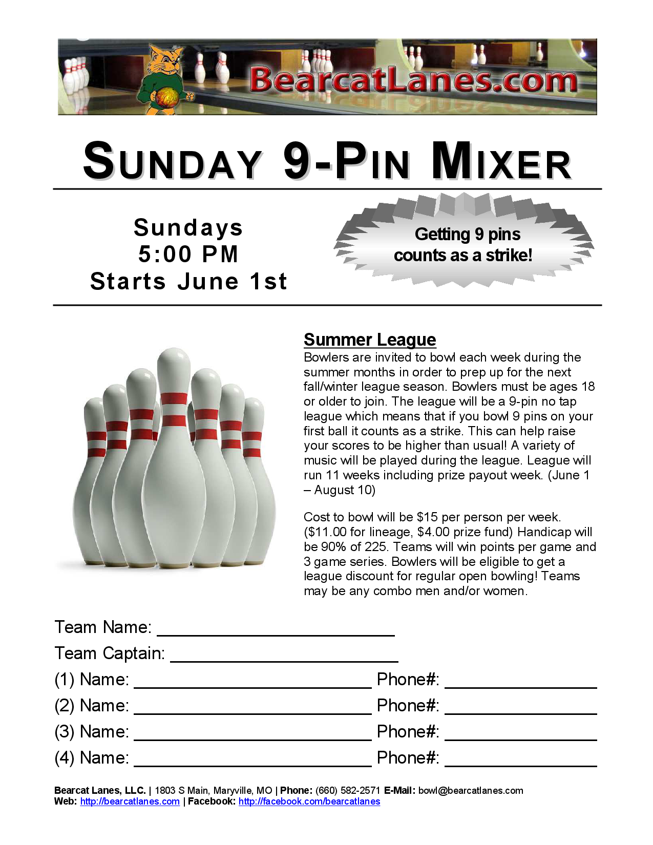 Sunday 9-Pin Mixer