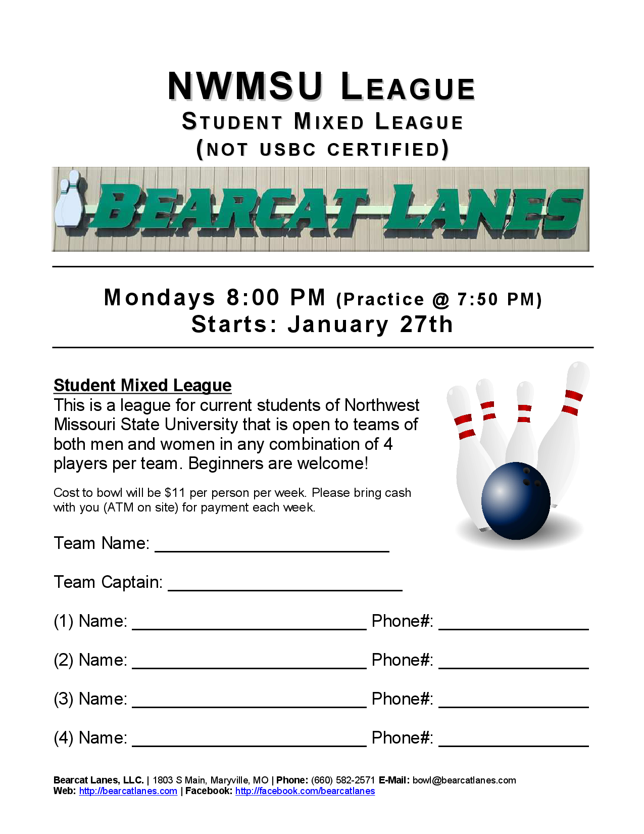 Monday NWMSU League