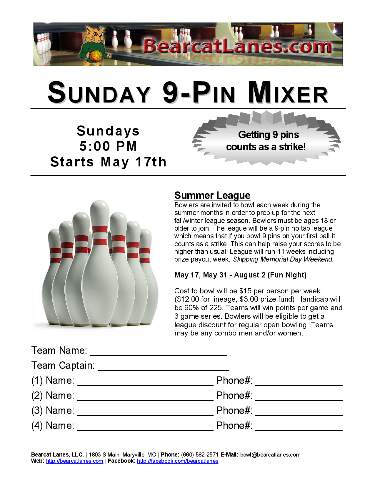 Sunday 9-Pin Mixer